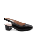 Décolleté slingback nera in pelle donna