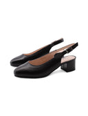 Décolleté slingback nera in pelle donna