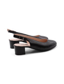 Décolleté slingback nera in pelle donna