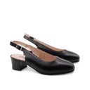 Décolleté slingback nera in pelle donna