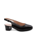 Décolleté slingback nera in pelle donna