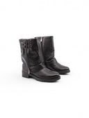 Stivaletto biker nero in pelle da donna