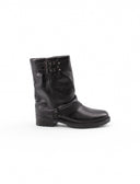 Stivaletto biker nero in pelle da donna