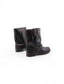 Stivaletto biker nero in pelle da donna