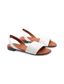 Sandalo basso in vera pelle da donna