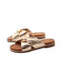 Ciabattina in pelle intrecciata donna