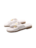Ciabattina in pelle intrecciata donna