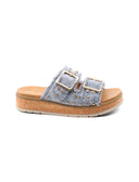 Ciabatta denim con borchie e diamanti