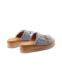 Ciabatta denim con borchie e diamanti