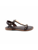Sandalo in pelle con pietre e borchie