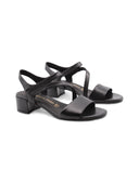 Sandalo in pelle con tacco a blocco