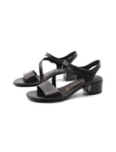 Sandalo in pelle con tacco a blocco
