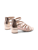 Sandalo oro con tacco a blocco donna