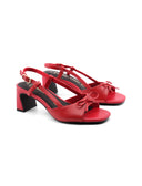 Sandalo in pelle con fiocchetto donna