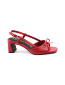 Sandalo in pelle con fiocchetto donna