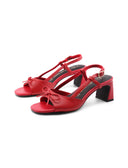 Sandalo in pelle con fiocchetto donna