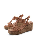 Sandalo con zeppa e plateau da donna