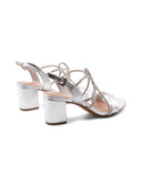 Sandalo vegan metallizzato con strass