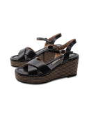 Sandalo vegan con zeppa e plateau donna