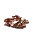 Sandalo flat in vera pelle da donna