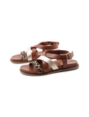 Sandalo flat in vera pelle da donna
