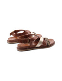 Sandalo flat in vera pelle da donna