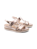 Sandalo vegan metallizzato con zeppa