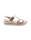 Sandalo vegan metallizzato con zeppa