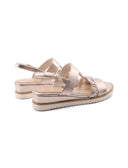 Sandalo vegan metallizzato con zeppa