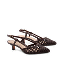 Slingback metallizzata con tacco kitten