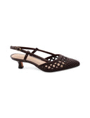 Slingback metallizzata con tacco kitten
