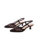 Slingback metallizzata con tacco kitten