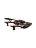 Slingback metallizzata con tacco kitten