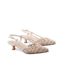Slingback metallizzata con tacco kitten