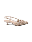 Slingback metallizzata con tacco kitten