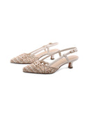 Slingback metallizzata con tacco kitten
