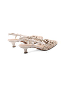 Slingback metallizzata con tacco kitten