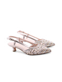 Slingback metallizzata con tacco kitten