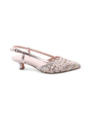Slingback metallizzata con tacco kitten