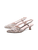 Slingback metallizzata con tacco kitten