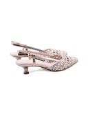 Slingback metallizzata con tacco kitten