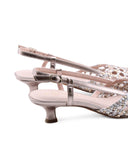 Slingback metallizzata con tacco kitten