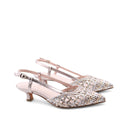 Slingback metallizzata con tacco kitten
