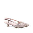 Slingback metallizzata con tacco kitten