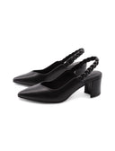 Décolleté slingback nera a punta donna