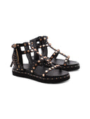 Sandalo nero con borchie platino donna