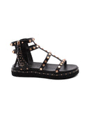 Sandalo nero con borchie platino donna