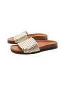 Ciabatta in pelle intrecciata da donna