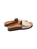 Ciabatta in pelle intrecciata da donna
