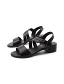 Sandalo nero con tacco da donna